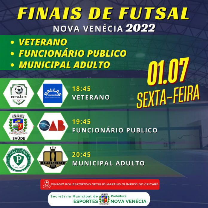 O Ginásio de Esportes será palco de grandes jogos dos campeonatos municipais de FUTSAL nesta sexta-feira (01)