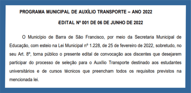 Semed lança edital para concessão de auxílio transporte; confira