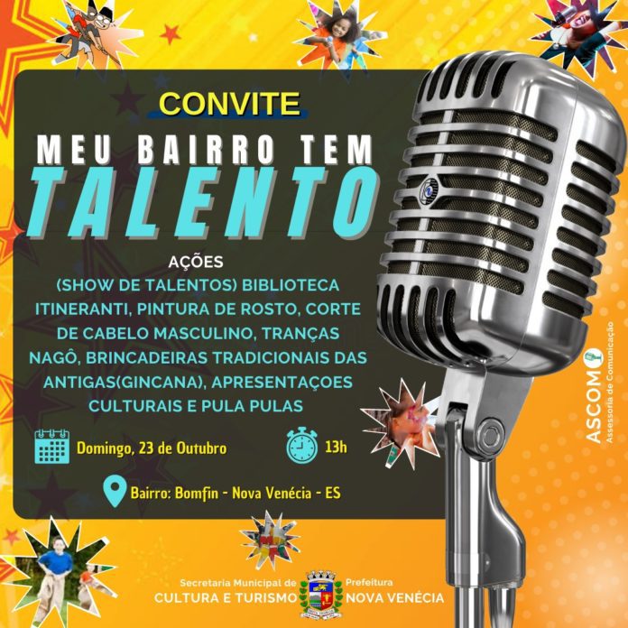 Secretaria de Cultura e Turismo realizará 3ª edição do projeto “Meu Bairro tem Talento” no Bonfim